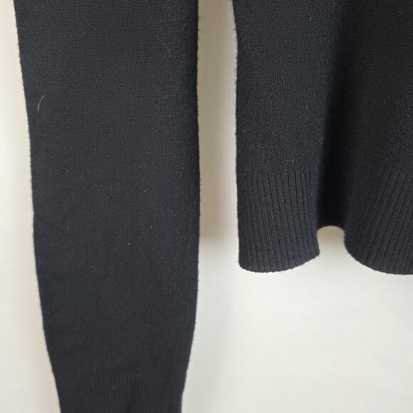 BCBGMAXAZRIA Womens Sweater Size Small Black Faux Fur Collar Long Sleeve Top - Picture 12 of 14